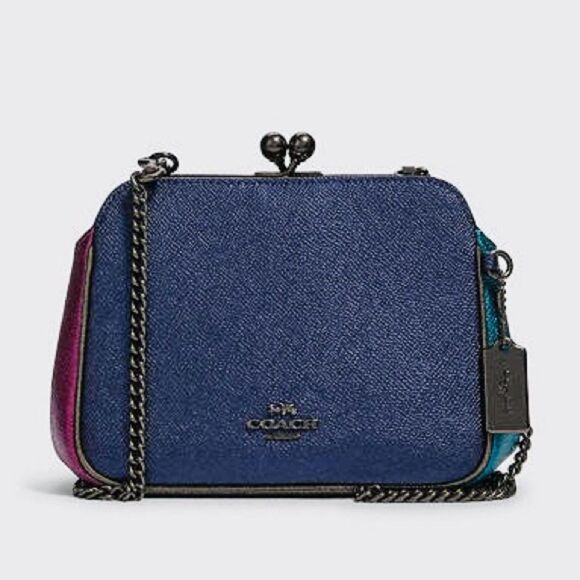 Coach Handbags - NEW COACH PEARL KISSLOCK METALLIC COLORBLOCK CROSSGRAIN LEATHER CROSSBODY